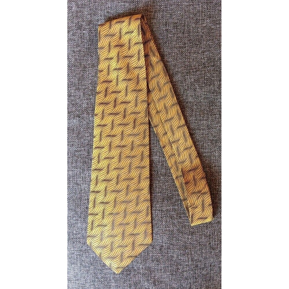 Tie 70s 80s 90s Y2K New Vintage Stock Mens A S T Yellow Black 4 Wide 58 Long